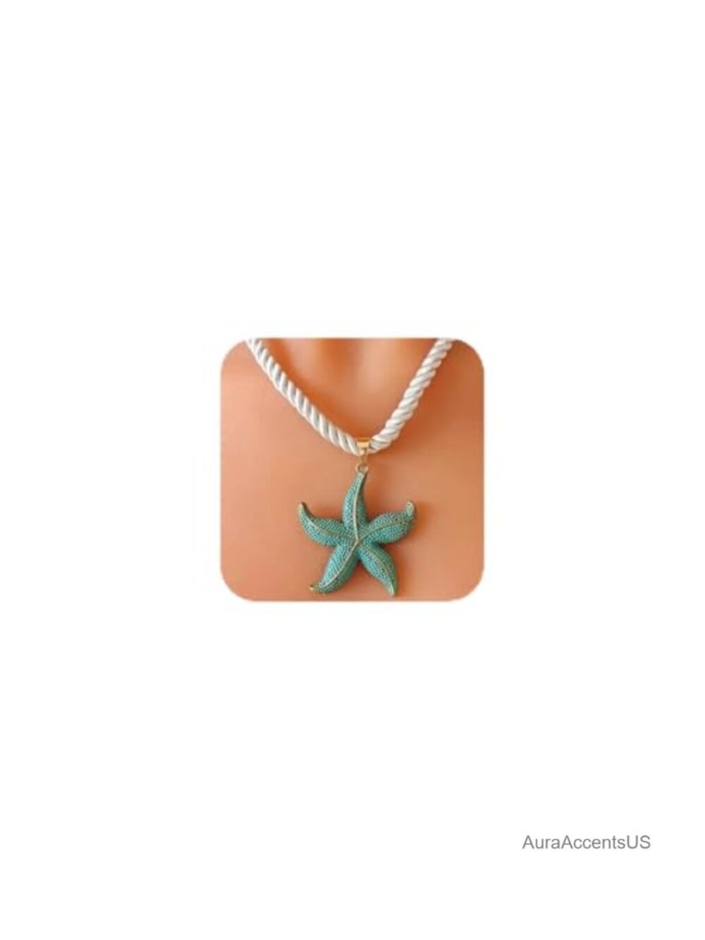 Starfish Pendant Necklace Chunky Rope Chain Sea Star Jewelry for Women